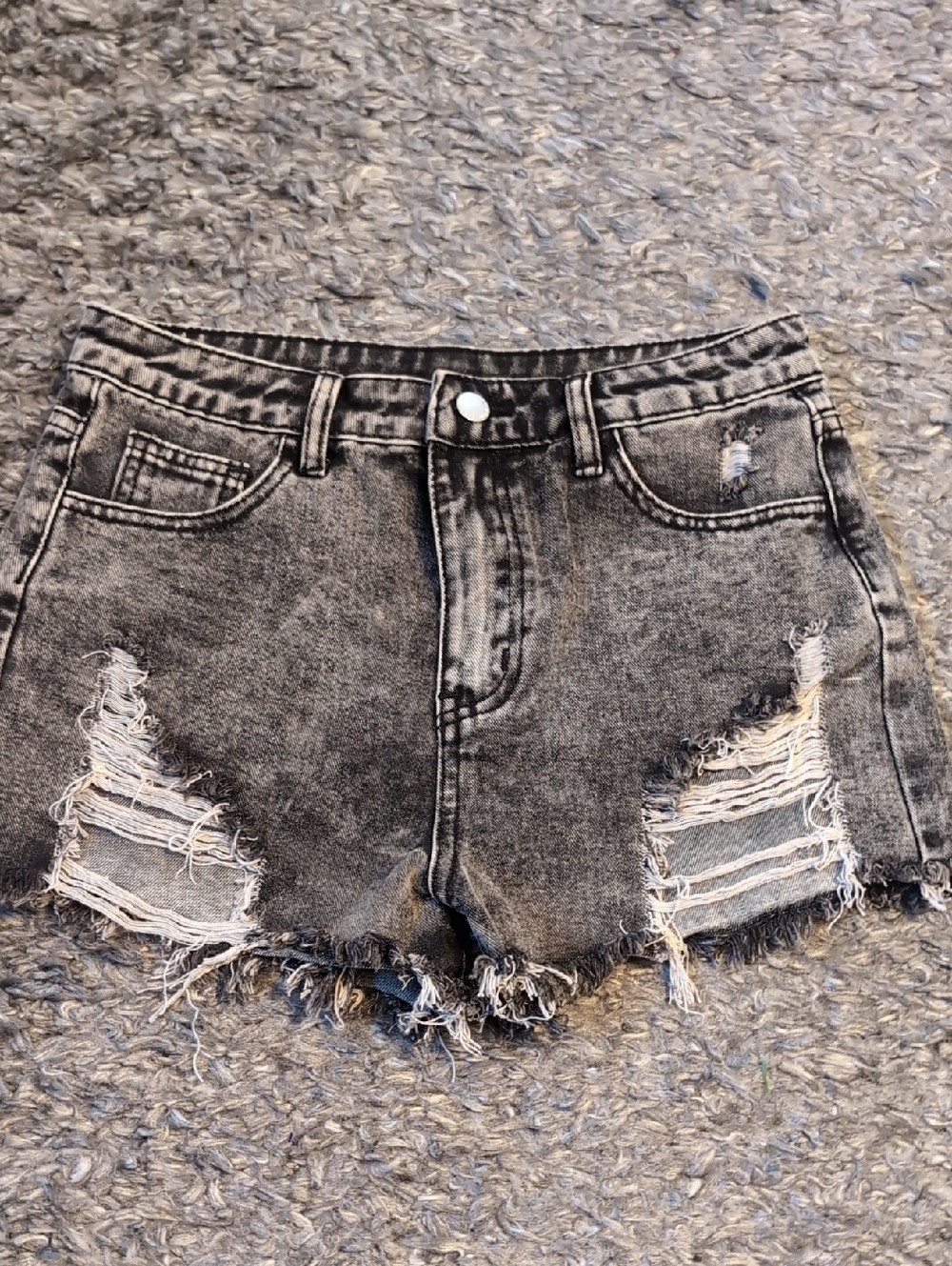 SHEIN Washed Black Distressed Jean Cutoff Shorts